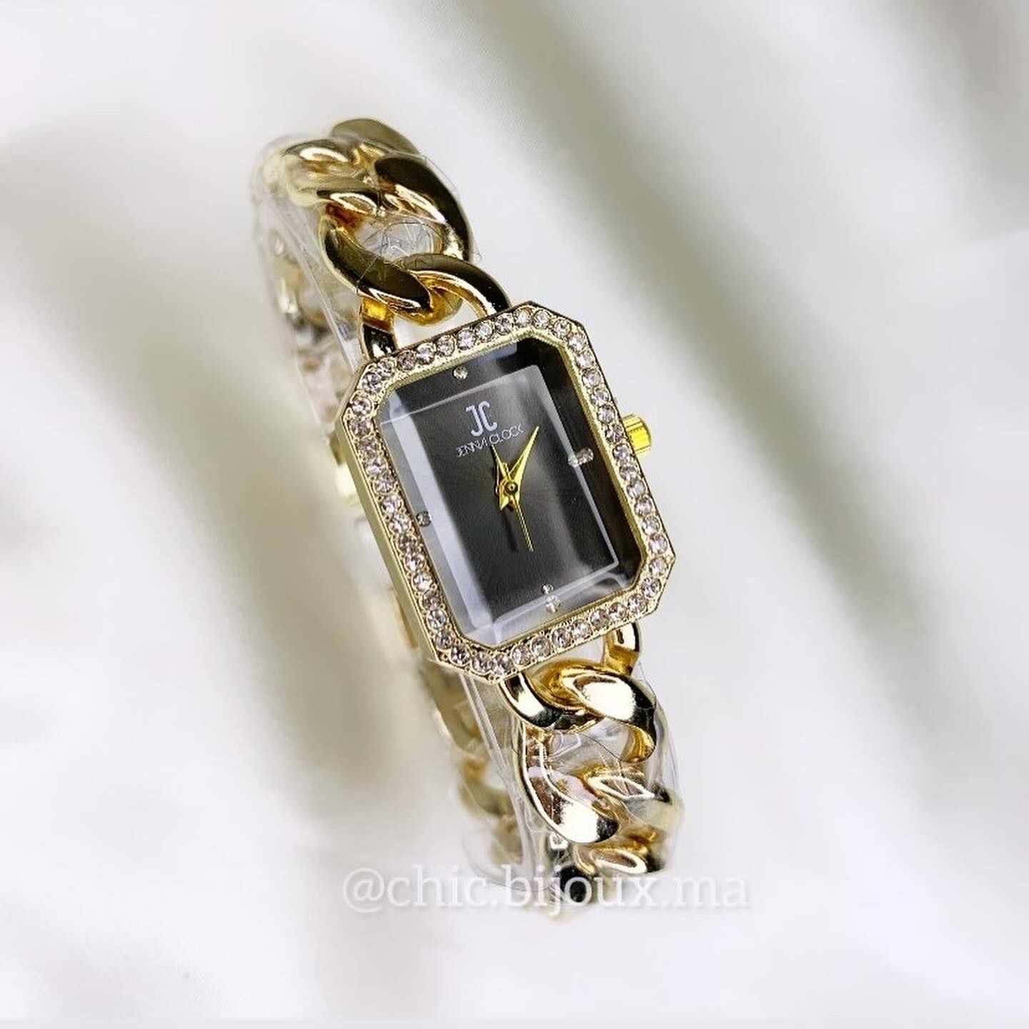 Montre Bijou Elégante-Bracelet Chaine Dorée