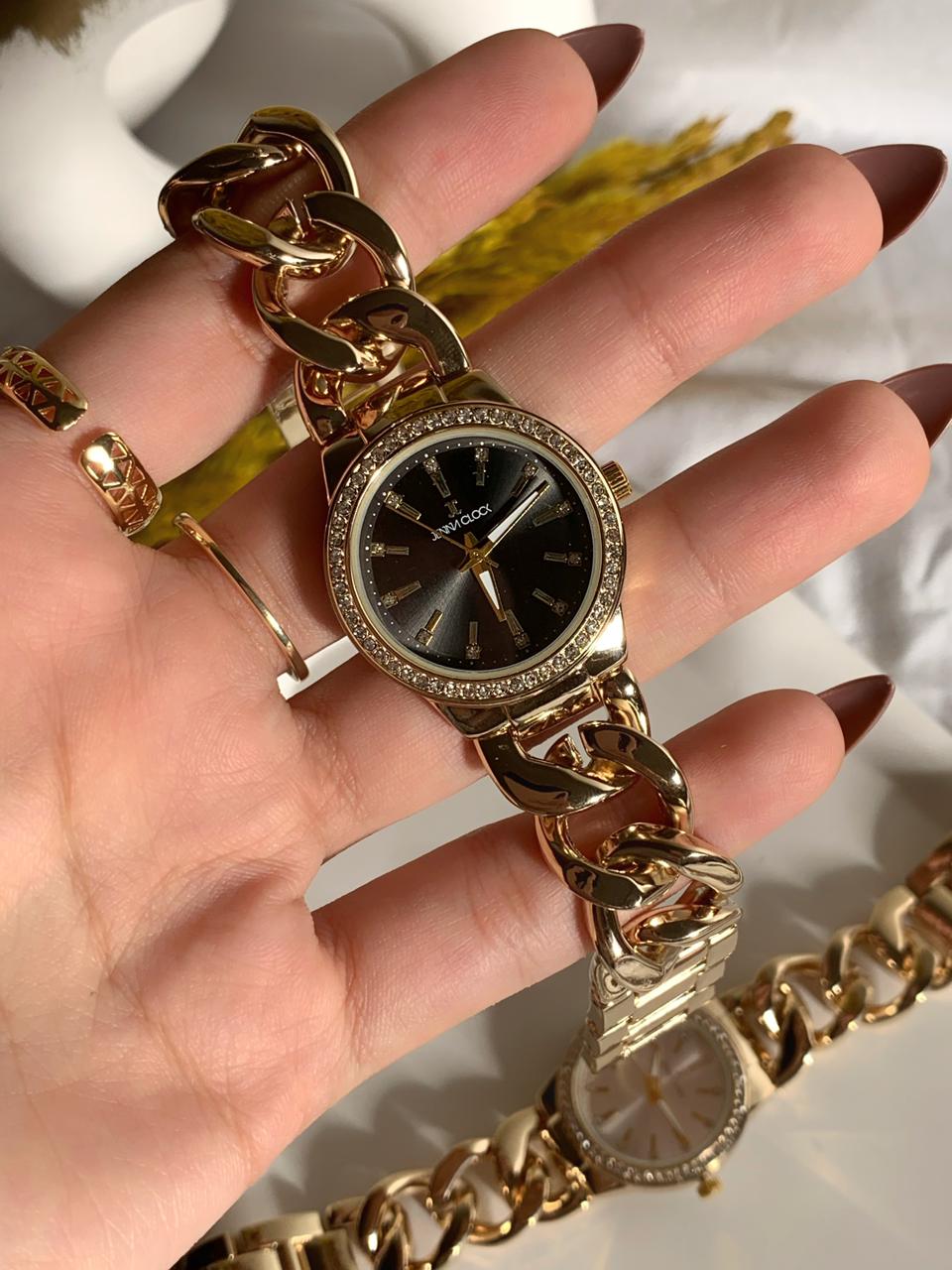 Montre Bijou Elégante-Bracelet Chaine Dorée