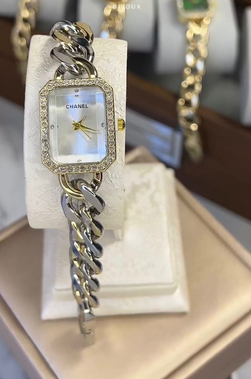 Montre Bijou Elégante-Bracelet Chaine Dorée