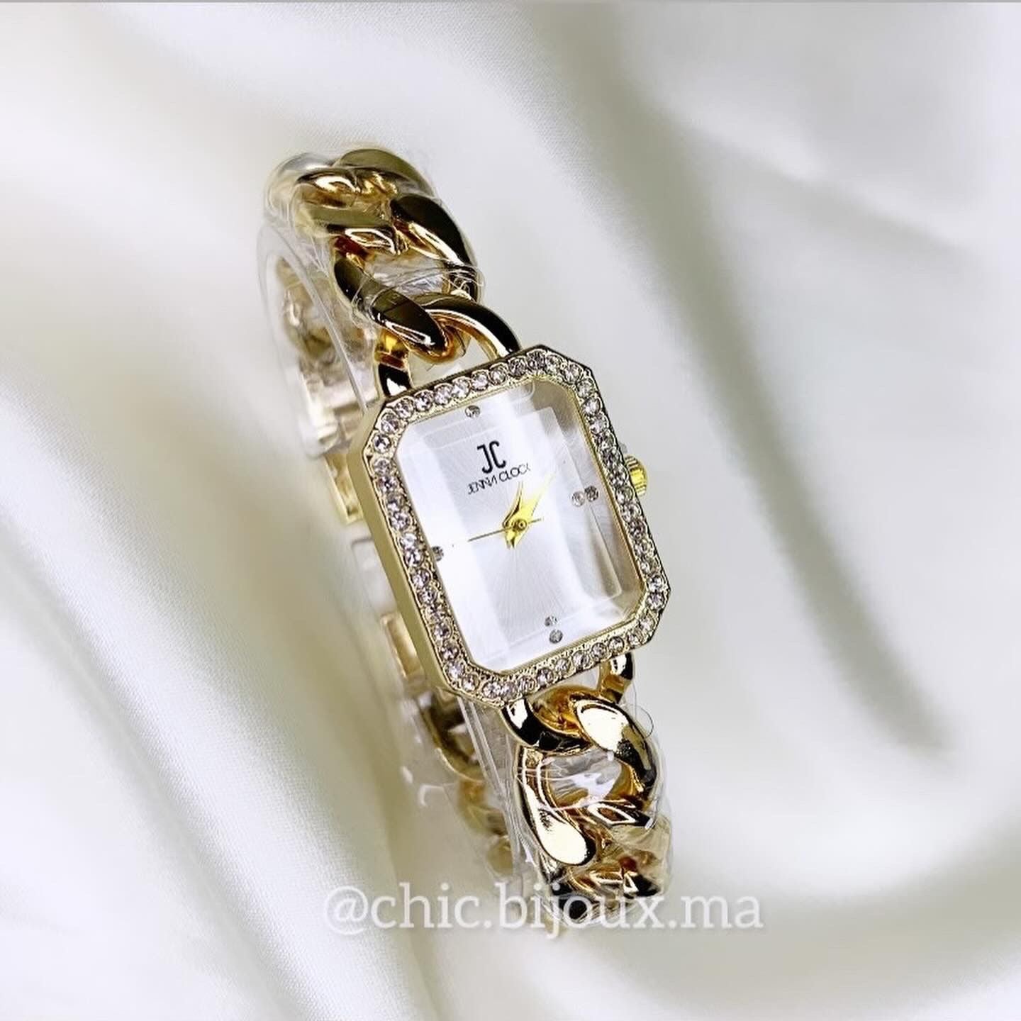 Montre Bijou Elégante-Bracelet Chaine Dorée